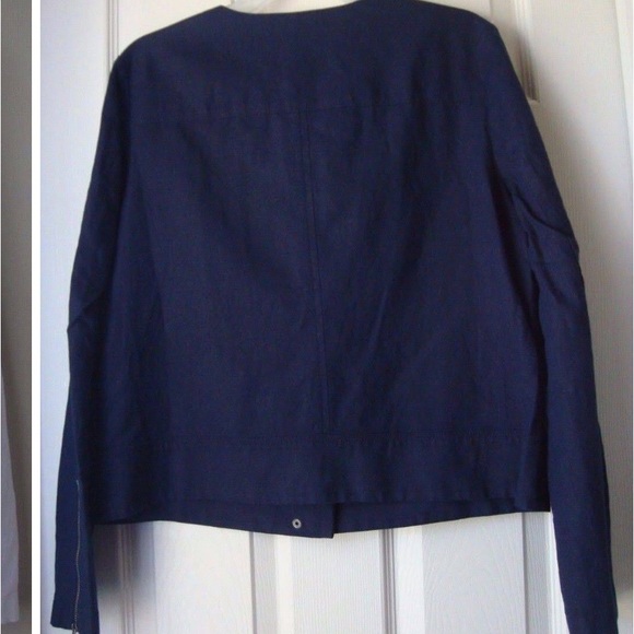Banana Republic factory Women's Asymmetrical Zip Linen Bomber Jacket - Picture 2 of 8